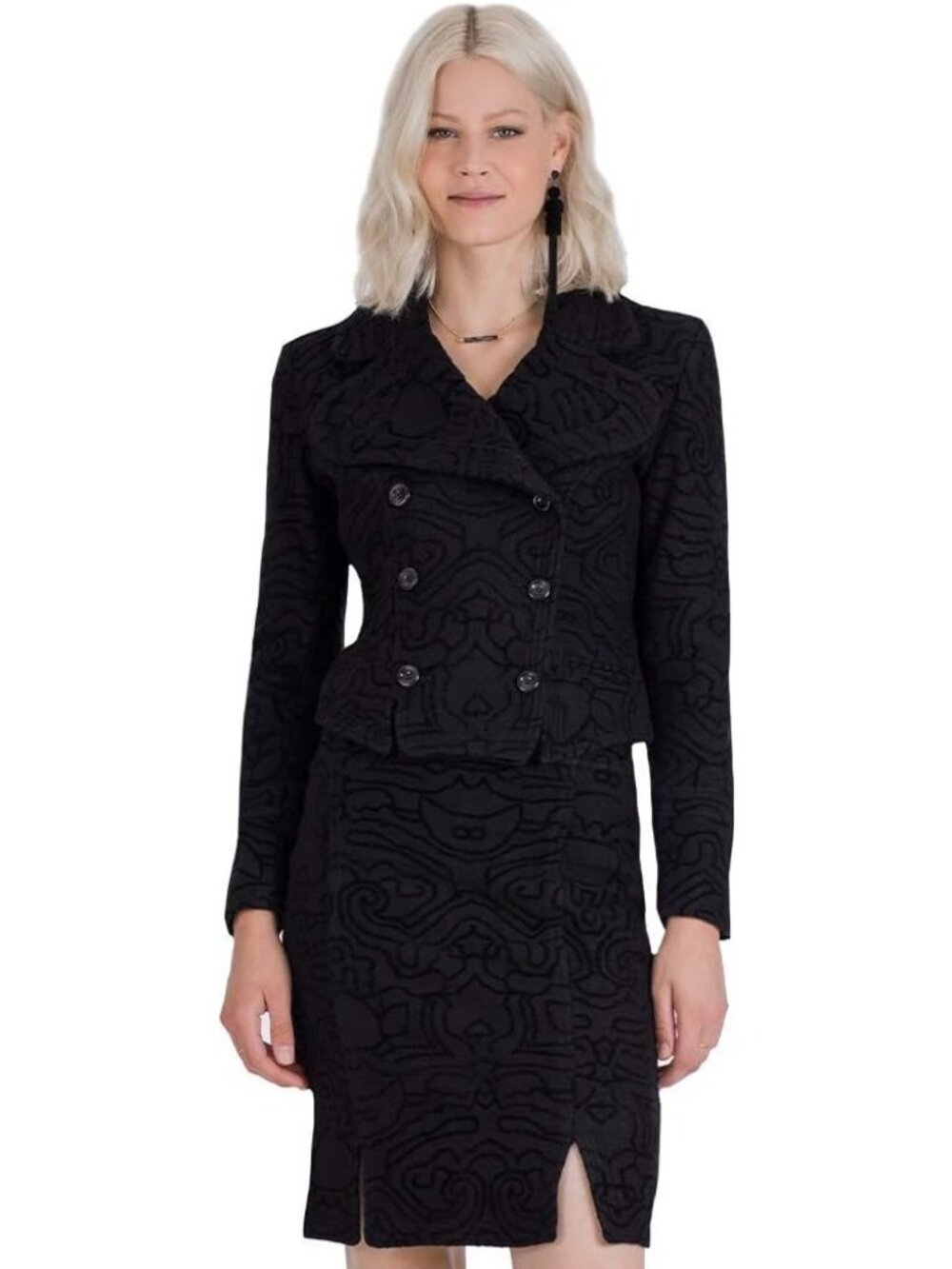 NWT Vertigo Paris Women's Black Wool Modern Day Pea Coat Size XL 1122 - Picture 11 of 13